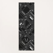 Aangepaste Retro Black White Computer Circuit Boar Yogamat (Voorkant)