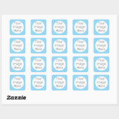 Aangepaste Retro Blauwe Frame één Foto Vierkante S Sticker (Vel)