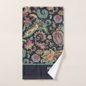 Aangepaste Retro Bloem Zwart Paisley Bad Handdoek (Handdoek)