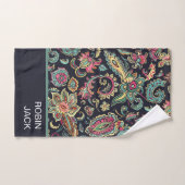 Aangepaste Retro Bloem Zwart Paisley Bad Handdoek (Handdoek)