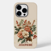 Aangepaste Retro Bloemen Meidoorn iPhone 14 Stevig Case-Mate iPhone Case (Achterkant)