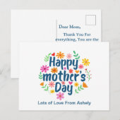 Aangepaste Retro Bloemige Gelukkige Moederdag Briefkaart (Voorkant / Achterkant)
