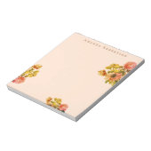 Aangepaste Retro Bloemige Pastel Perzik Waterverf Notitieblok (Linkerzijde)