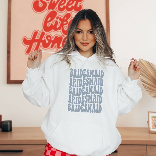 Aangepaste Retro Boho Dusty Blue Bachelorette Hoodie