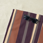 Aangepaste Retro Boho Gestreepte Bruine Taupe Zand Strandlaken (In situ)