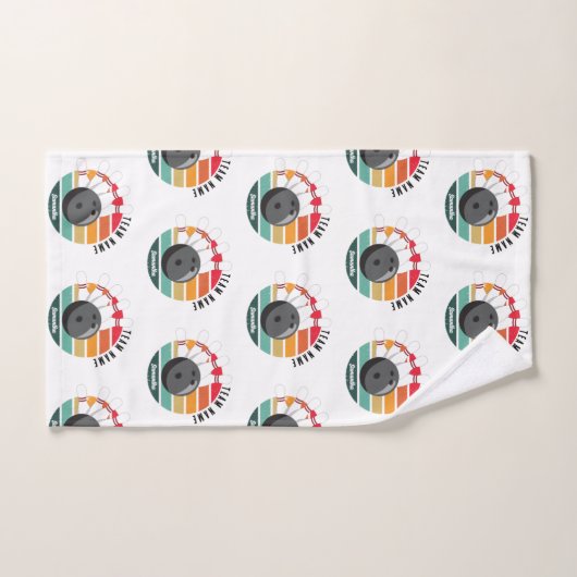 Aangepaste Retro Bowling Pins Team & Speler Naam Bad Handdoek (Handdoek)