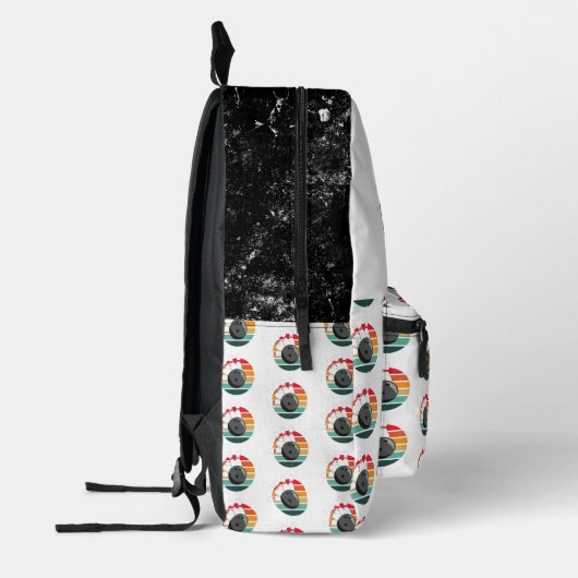 Aangepaste Retro Bowling Pins Team & Speler Naam Bedrukte Rugzak (Links)