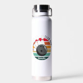 Aangepaste Retro Bowling Pins Team & Speler Naam Waterfles (Achterkant)