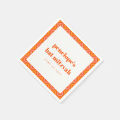Aangepaste retro Bright Oranje Border Bat Mitzvah Servet (Hoek)