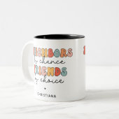 Aangepaste Retro Buren door Toeval Vrienden door K Tweekleurige Koffiemok (Voorkant links)