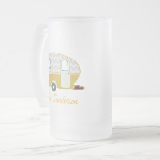 Aangepaste Retro Caravan Beer Glass Matglas Bierpul (Voorkant links)