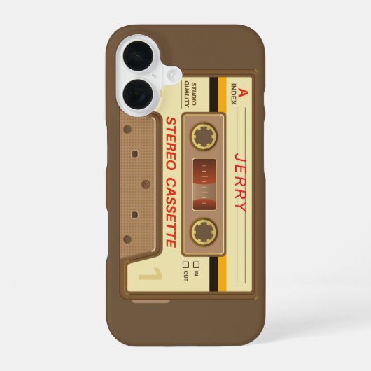 Aangepaste Retro Cassetteband iPhone 16 Hoesje (Achterkant)