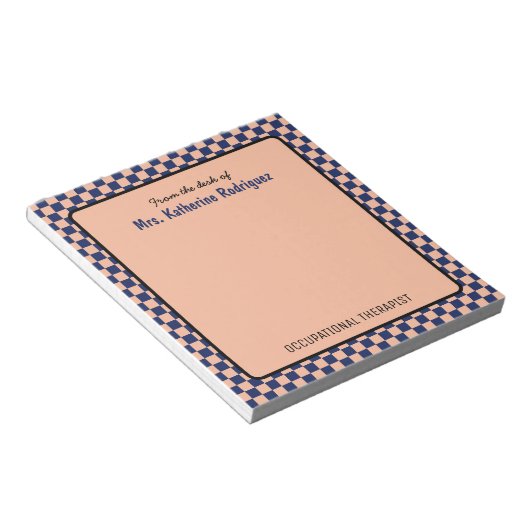 Aangepaste retro check patroon Occupational Therap Notitieblok (Schuin)