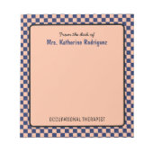 Aangepaste retro check patroon Occupational Therap Notitieblok (Voorkant)