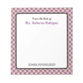 Aangepaste retro check patroon school psycholoog notitieblok (Voorkant)