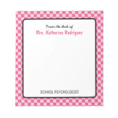 Aangepaste retro check patroon school psycholoog notitieblok (Voorkant)