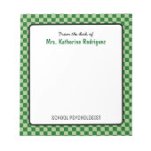 Aangepaste retro check patroon school psycholoog notitieblok (Voorkant)