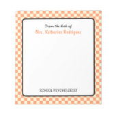Aangepaste retro check patroon school psycholoog notitieblok (Voorkant)