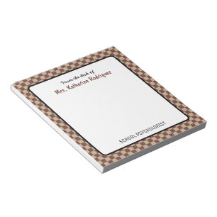Aangepaste retro check patroon school psycholoog notitieblok