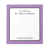 Aangepaste retro check patroon school psycholoog notitieblok (Voorkant)