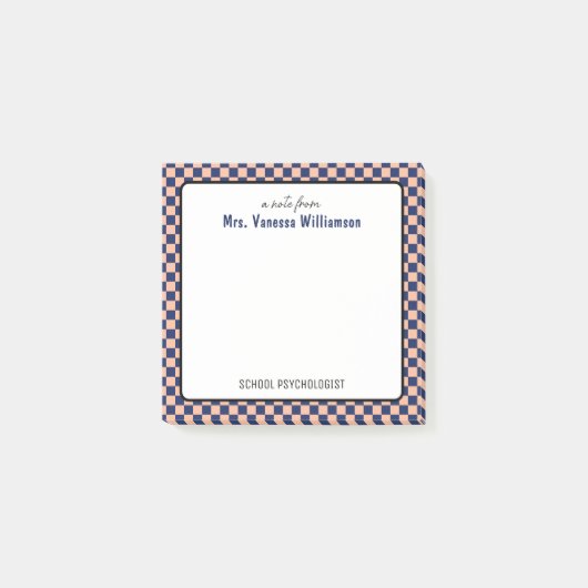 Aangepaste retro check patroon school psycholoog post-it® notes (Voorkant)