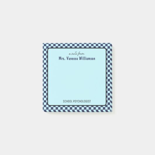 Aangepaste retro check patroon school psycholoog post-it® notes (Voorkant)