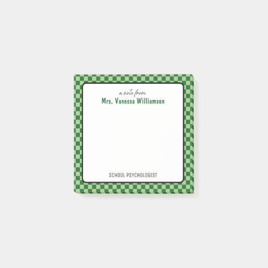 Aangepaste retro check patroon school psycholoog post-it® notes (Voorkant)