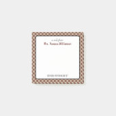 Aangepaste retro check patroon school psycholoog post-it® notes (Voorkant)