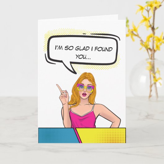 Aangepaste Retro Comic Paar Grappige Valentijnsdag Kaart (Gele Bloem)