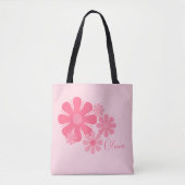 Aangepaste Retro Cute Pink Flowers Tote Bag (Voorkant)