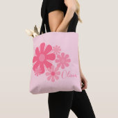 Aangepaste Retro Cute Pink Flowers Tote Bag (Dichtbij)