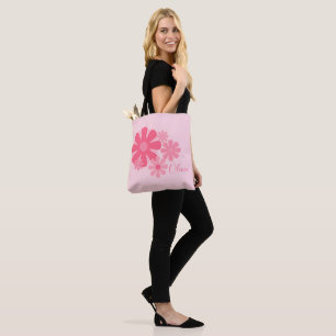 Aangepaste Retro Cute Pink Flowers Tote Bag
