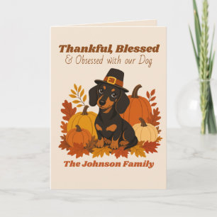 Aangepaste Retro Dachshund Thanksgiving Foto Groet Kaart