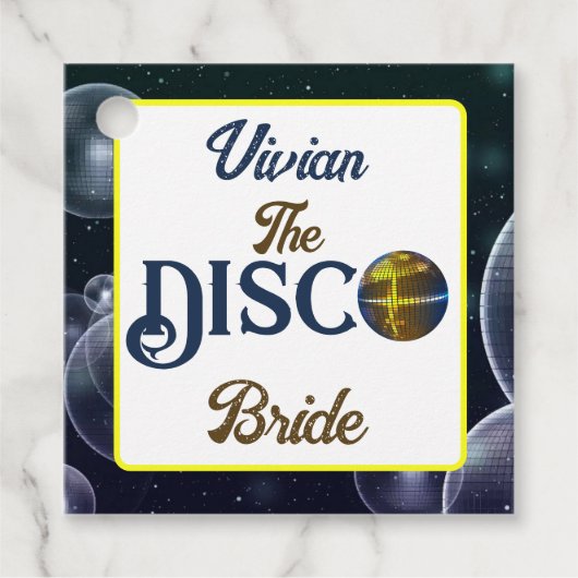 Aangepaste Retro Disco Bachelorette Party Disco Br Bedankjes Labels (Voorkant)