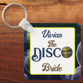 Aangepaste Retro Disco Bachelorette Party Disco Br Sleutelhanger (Voorkant)