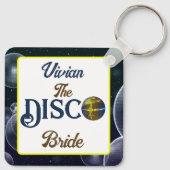 Aangepaste Retro Disco Bachelorette Party Disco Br Sleutelhanger (Achterkant)