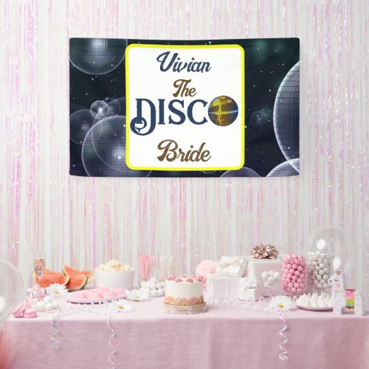 Aangepaste Retro Disco Bachelorette Party Disco Br Spandoek (Feest)