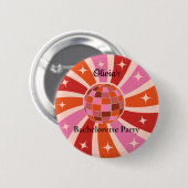 Aangepaste Retro Disco bal Bachelorette-feestje  Ronde Button 5,7 Cm (Voorkant /achterkant)