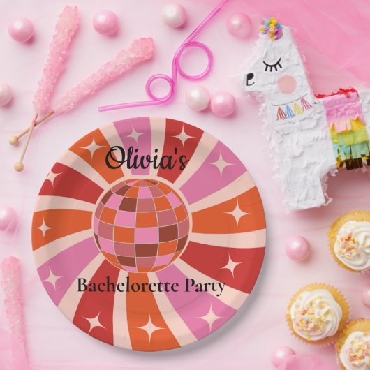 Aangepaste Retro Disco bal Hen party  Papieren Bordje (Feest)
