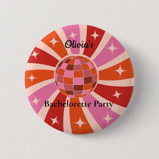 Aangepaste Retro Disco bal Hen party  Ronde Button 5,7 Cm (Voorkant)