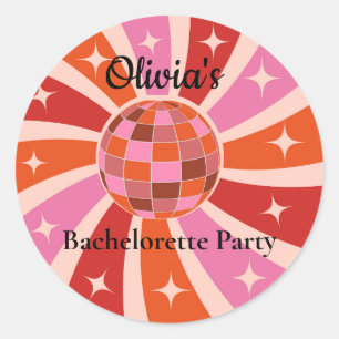 Aangepaste Retro Disco bal Meidenavakantie  Ronde Sticker