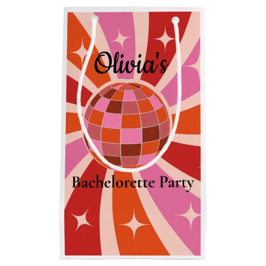 Aangepaste Retro Disco bal vrijgezellenfeest  Klein Cadeauzakje (Voorkant)