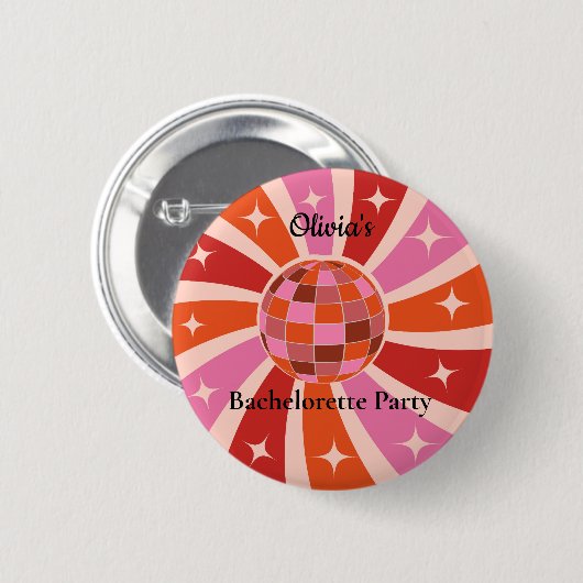 Aangepaste Retro Disco bal vrijgezellenfeest Ronde Button 5,7 Cm (Voorkant /achterkant)