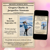 Aangepaste Retro Elegante Krant Foto Quote Bruilof Kaart