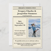 Aangepaste Retro Elegante Krant Foto Quote Bruilof Kaart (Voorkant)