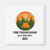 Aangepaste retro familie Mountain vakantie Magneet (Voorkant)