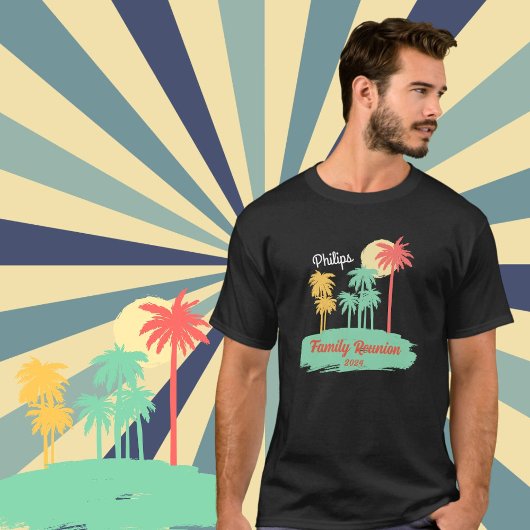 Aangepaste Retro Familie Reunion Zwart T-shirt