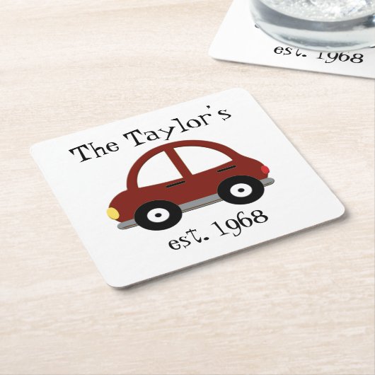 Aangepaste Retro Family-auto Kartonnen Onderzetters (Schuin)