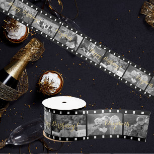 Aangepaste Retro Filmstrook Foto Verjaardag Cadeau Satijnen Lint