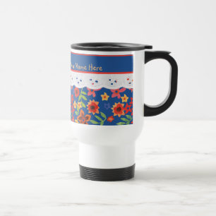 Aangepaste Retro Floral, Faux Lace Travel Mug Reisbeker